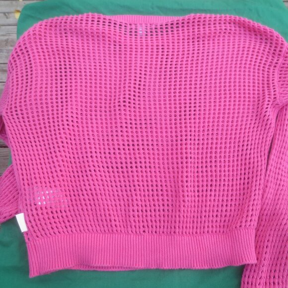 Calvin Klein Pink 100% Cotton Knit Style Women's Pullover Short Body Sweater - Picture 10 of 13